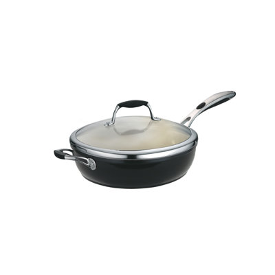 Tramontina Gourmet Ceramica 01 Deluxe Porcelain Enamel Metallic Black Covered 11 in Deep Skillet