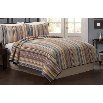 American Traditions Morning Stripe Quilt with Two Shams - Size: Full / Queen at Sears.com