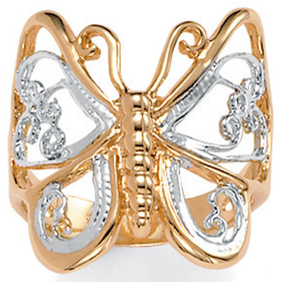Palm Beach Jewelry 10K Gold Plated Filigree Butterfly Tutone Ring - Size: 7 at Sears.com