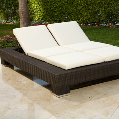Source Outdoor King Double Chaise Lounge with Cushion - Fabric Color: Vellum at Sears.com