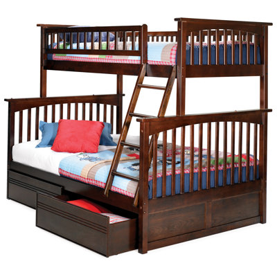 Atlantic Columbia Bunk Bed with Flat Panel Drawers - Configuration: Twin over Full, Finish: Antique Walnut at Sears.com