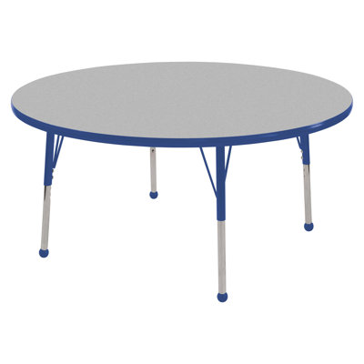 Ecr4Kids 48" Round Adjustable Activity Table in Gray - Edge Banding: Yellow, Leg Color: Yellow, Leg Style: Standard Leg Ball Glides at Sears.com