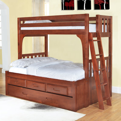 Discovery World Furniture Convertible Twin over Full Three Drawer Bunk Bed with Trundle Bed - Finish: Merlot at Sears.com