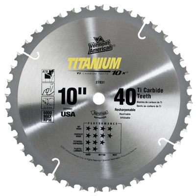 Vermont American 10" 40 TPI 10X Titanium Carbide Circular Saw Blades 27831 at Sears.com