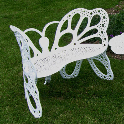 FlowerHouse Butterfly Aluminum Garden Bench - Finish: White at Sears.com