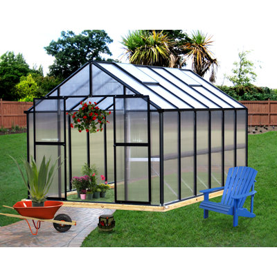 Riverstone Industries Corporation Monticello Premium Polycarbonate Commercial Greenhouse - Frame Finish: Black, Size: 8.0' W x 12.0' L x 7' 6" H at Sears.com