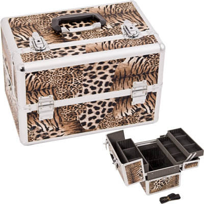 Just Case Leopard Pattern Professional Cosmetic Makeup Train Case with Brush Holder at Sears.com