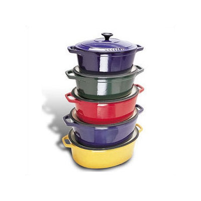 Paderno World Cuisine Cast Iron 6 3/4-Qt. Oval Dutch Oven - Color: Blue