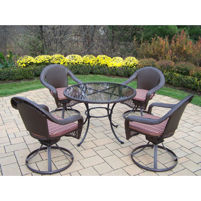 Oakland Living Elite Resin Wicker 5 Piece Swivel Dining Set - Finish: Green at Sears.com