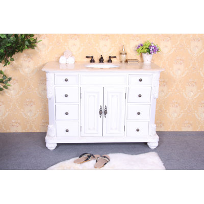 Legion Furniture 48" Single Bathroom Vanity Set in White - Vanity Top: Baltic Brown Granite at Sears.com