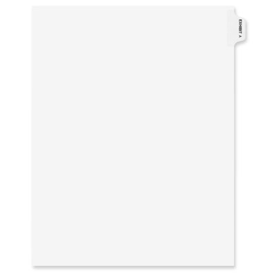 Avery-Dennison Preprinted Legal Side Tab Dividers, Exhibit A, Letter, White, 25/Pack at Sears.com