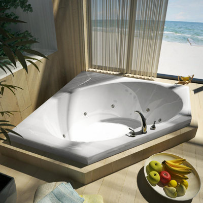 Spa Escapes Tortola 60x60x23" Corner Whirlpool Jetted Bathtub -Drain / Pump Location:ctr Drain / R Pump, Finish:White, Trim Finish:White at Sears.com