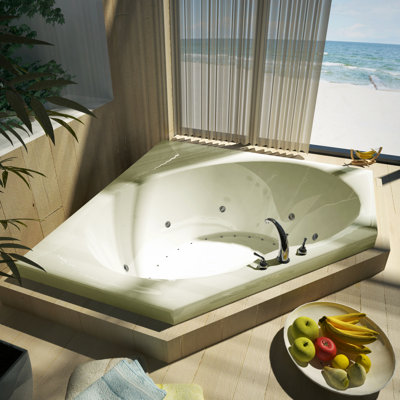 Spa Escapes Tortola 60x60x23" Corner Air & Whirlpool Jetted Bathtub -Drain / Pump Location:ctr Drain / L Pump, Finish:Biscuit, Trim Finish:P at Sears.com