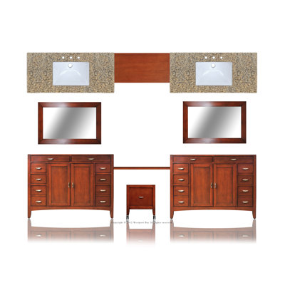 Westport Bay Metropolitan 133" Dbl. Basin Vanity w/ 36" Adj Makeup Table -Basin Finish:White, Basin Shape:Square, Vanity Top Finish:Tiger Yel at Sears.com