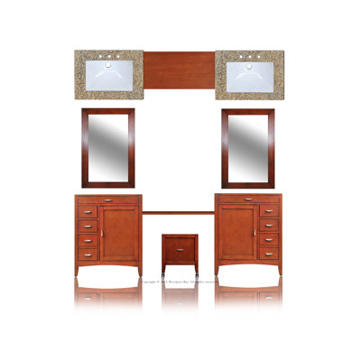 Westport Bay Metropolitan 97" Dbl. Basin Vanity w/ 36" Adj Makeup Table -Vanity Top Finish:Ocean Green, Basin Finish:White, Basin Shape:Squar at Sears.com