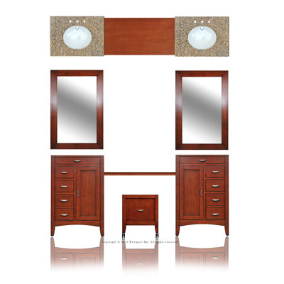 Westport Bay Metropolitan 85" Dbl. Basin Vanity w/ 36" Adj Makeup Table -Vanity Top Finish:Ocean Green, Basin Shape:Oval, Basin Finish:Linen at Sears.com