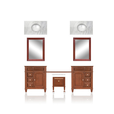Westport Bay Martinsville 97" Dbl. Basin Vanity w/ Adj Makeup Table & Stool -Vanity Top Finish:Cafe Sienna, Basin Finish:Linen, Basin Shape:S at Sears.com