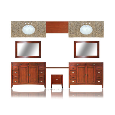 Westport Bay Metropolitan 133" Dbl. Basin Vanity w/ 36" Adj Makeup Table -Basin Shape:Oval, Basin Finish:Linen, Vanity Top Finish:Tiger Yello at Sears.com