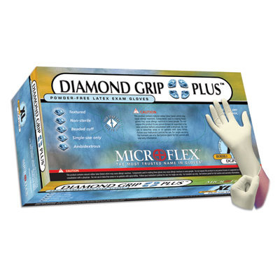 Microflex Medical Corporation Natural 9.5" Diamond Grip Plus 5.1 mil Latex Ambidextrous Non-Sterile Powder-Free Disposable Gloves w/ Textured clr & Beaded Cuf at Sears.com