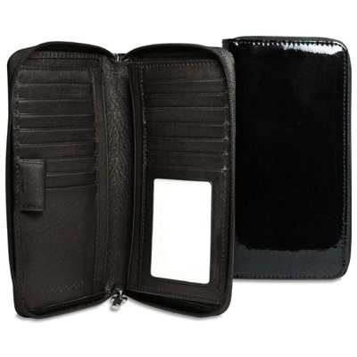 Jack Georges Patent Zippered Checkbook / Travel Wallet - Color: Black at Sears.com
