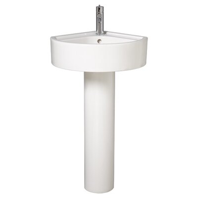 Solutions Small Corner Bathroom Sink with Round Pedestal