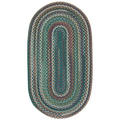 Sherwood Forest Dark Blue Oval Braided Rug - Size: Concentric 3' x 5'