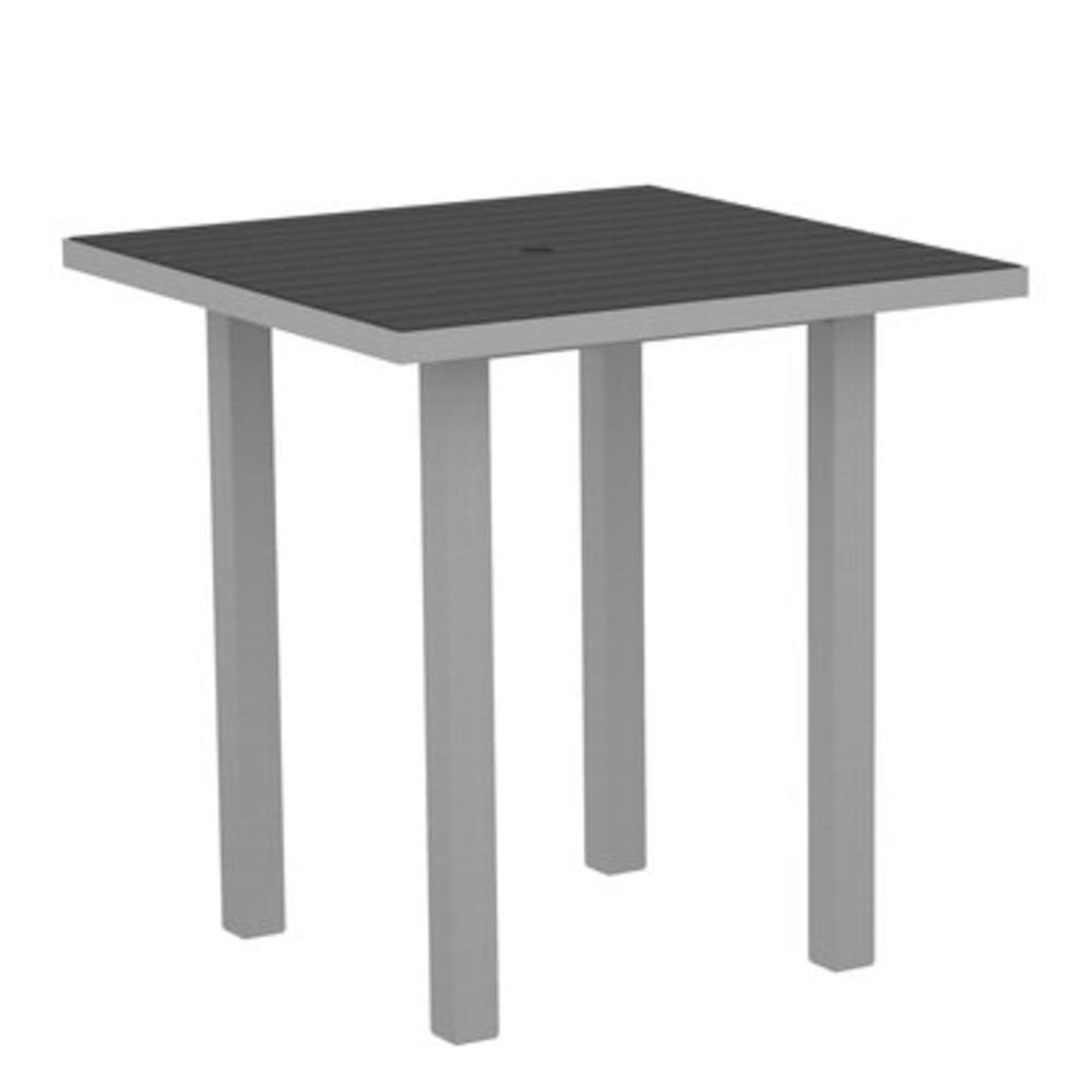 Euro Counter Table - Top Finish: Slate Grey  Frame Finish: Textured Silver