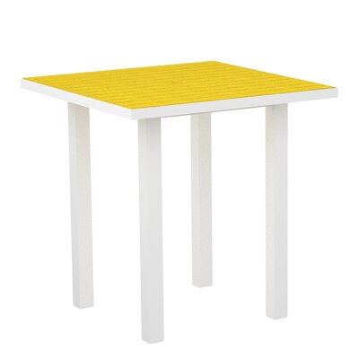 Euro Counter Table - Frame Finish: Textured White  Top Finish: Lemon