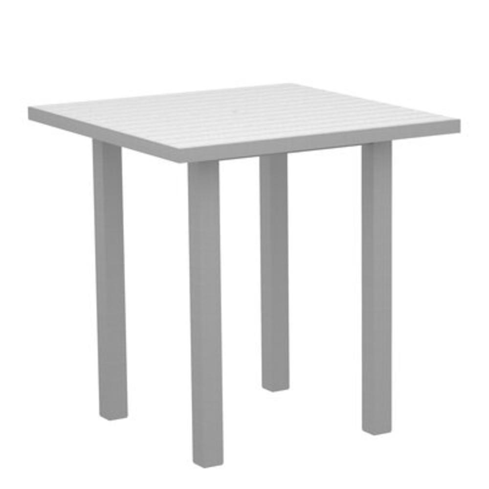 Euro Counter Table - Frame Finish: Textured Silver  Top Finish: White