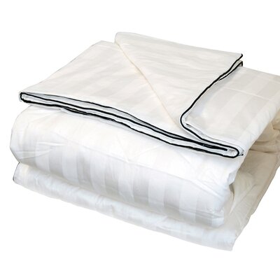 Silk-Filled Damask Stripe Cotton Blanket - Size: Full / Queen