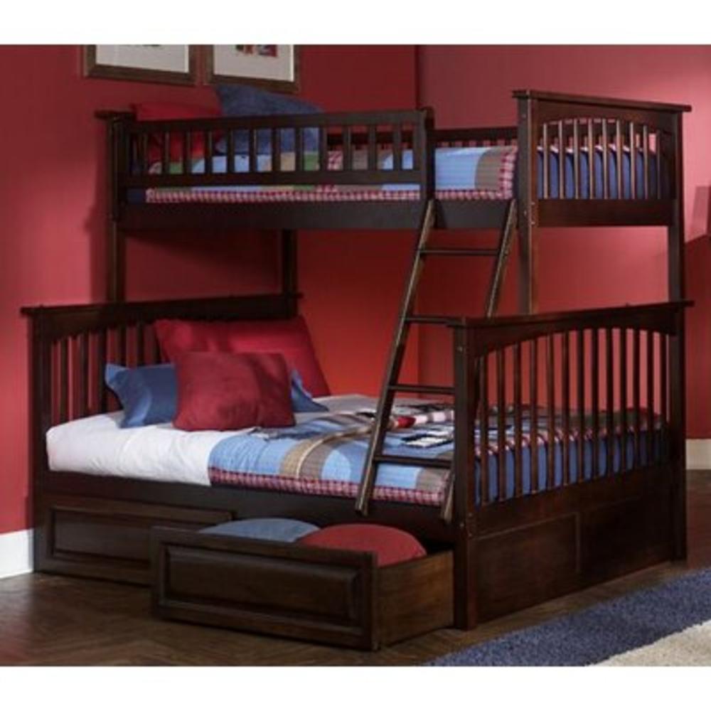 Columbia Bunk Bed with Stroage - Configuration: Twin over Full  Finish: Antique Walnut