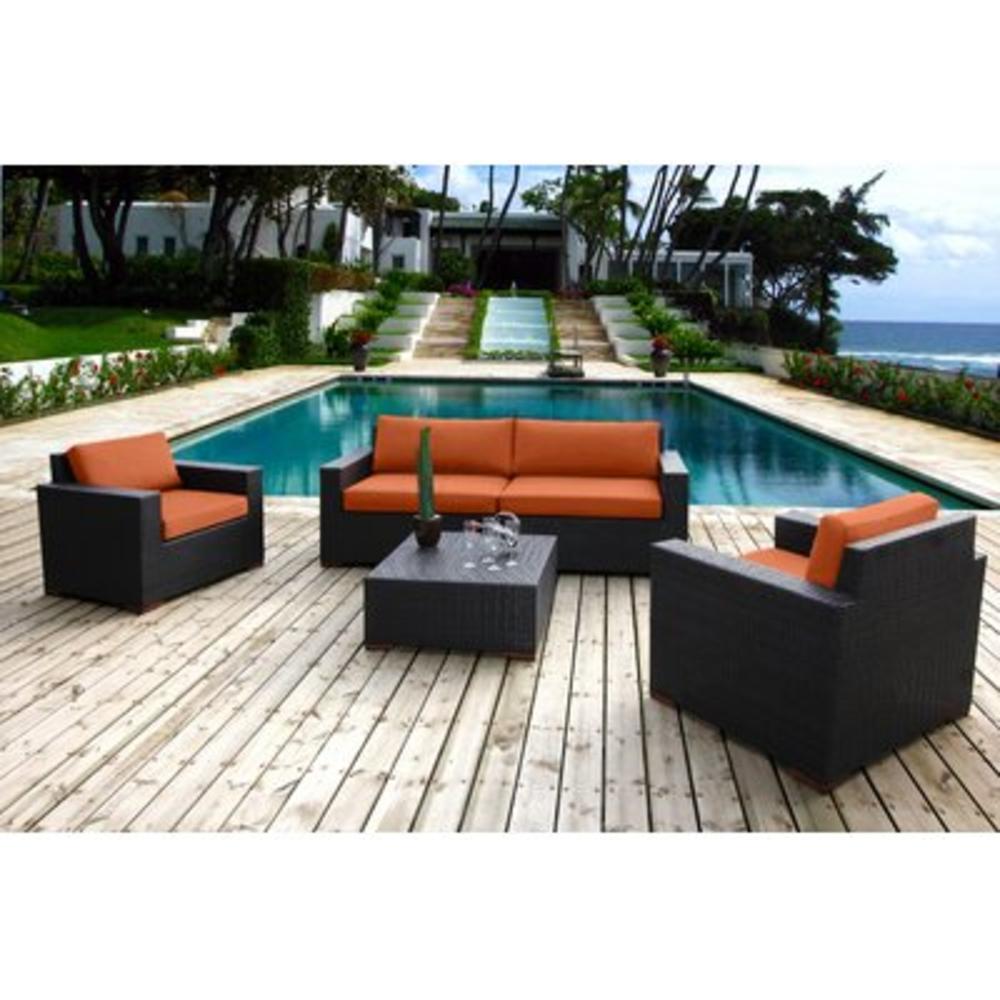 Pasadina 5 Piece Deep Seating Group with Cushions - Fabric Color: Orange