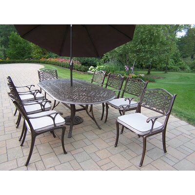 Mississippi 9 Piece Dining Set with Cushions and Umbrella