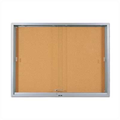 'S' Series Sliding Glass Enclosed Wall Mounted Bulletin Board - Size: 48" H x 96" W (2 Doors)