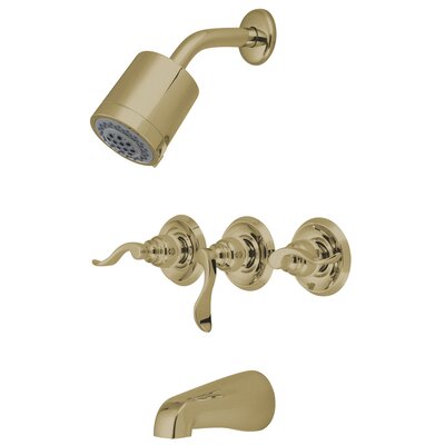 NuWave French Three Handle Tub and Shower Faucet - Finish: Polished Brass