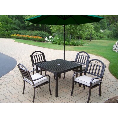 Rochester 5 Piece Dining Set with Cushions and Umbrella