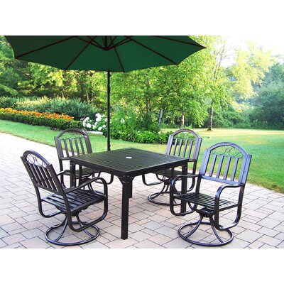 Rochester 5 Piece Swivel Dining Set with Umbrella