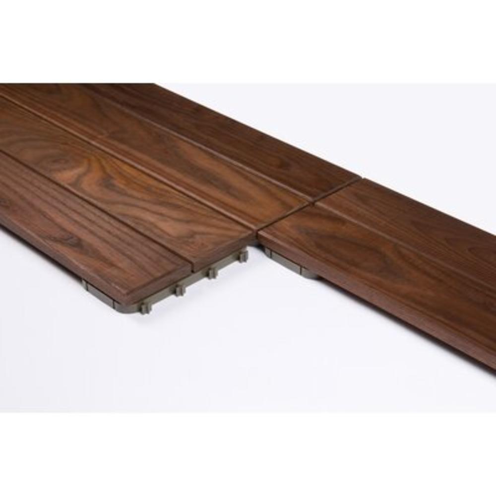 Wood 23.425" x 7.835" Interlocking Deck Tiles in Brown (Set of 5)