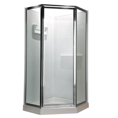 72" Neo Angle Clear Shower Door - Frame Finish: Silver