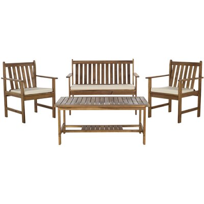 Burbank 4 Piece Seating Group with Cushions - Finish: Teak Look