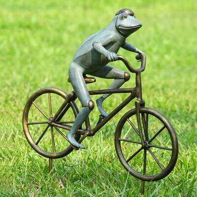 Frog on Bicycle Garden Statue