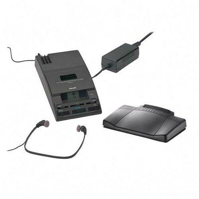 Mini Cassette Transcription System, 5-1/3"x9-1/10"x2", Black