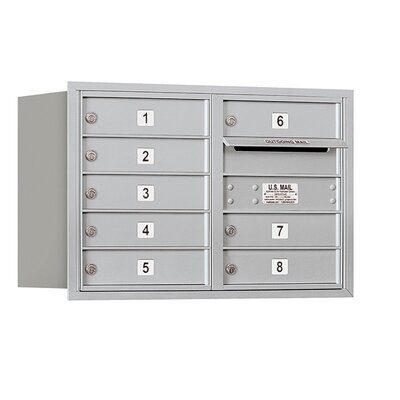 4C Horizontal Mailbox 5 Door High Unit Double Column 8 Doors Rear Loading Private Access  - Color: Aluminum