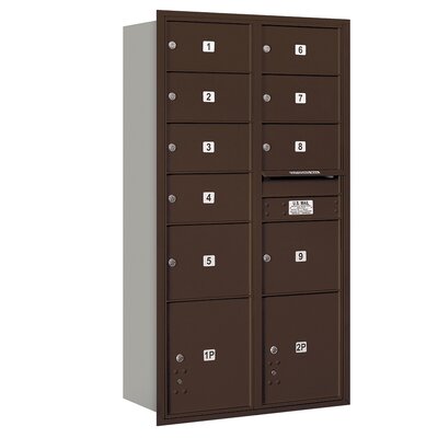 4C Horizontal Mailbox Maximum Height Unit Dbl. Column 9 Doors & 2 Parcel Lockers Rear Loading Private Access -Color:Bronze