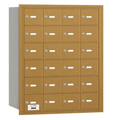 4B+ Horizontal Mailbox 24 Doors Rear Loading Private Access  - Finish: Gold