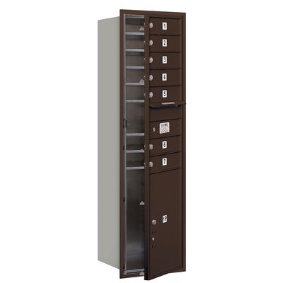 4C Horizontal Mailbox 15 Door High Unit Single Column 7 Doors and 1 Parcel Locker Front Loading USPS Access  - Color: Bronze