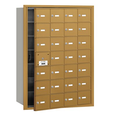 4B+ Horizontal Mailbox 28 Doors Front Loading USPS Access  - Finish: Gold