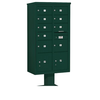 4C Pedestal Mailbox Maximum Height Unit Double Column 9 Doors and 2 Parcel Lockers  - Color: Green
