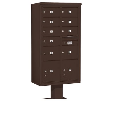 4C Pedestal Mailbox Maximum Height Unit Double Column 9 Doors and 2 Parcel Lockers  - Color: Bronze