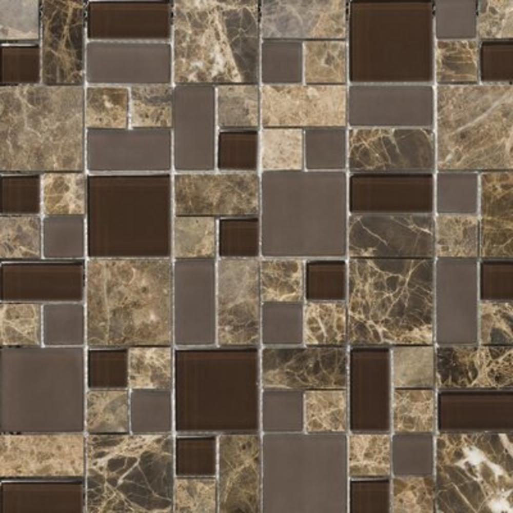 Lucente Random Sized Stone and Glass Unpolished Mosaic in Vetro